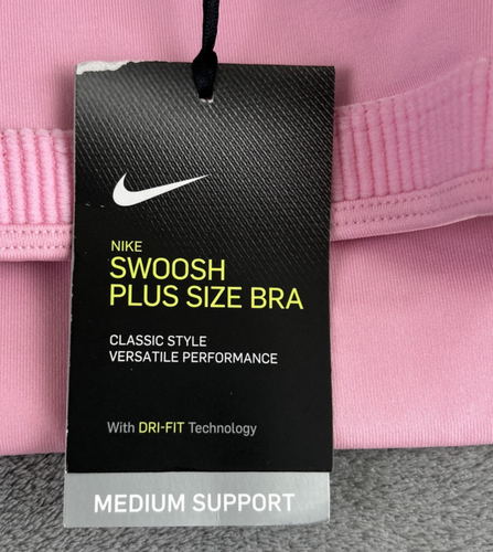 NWT Nike Plus Size 1X Dri Fit Pink Swoosh Sports Bra Medium Support DA2418-654 - Picture 8 of 10