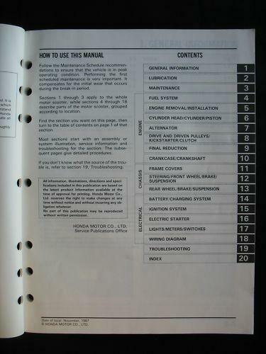 SA50 1988 Honda SA50 Elite 50 LX Original Factory Service Manual - Picture 2 of 3