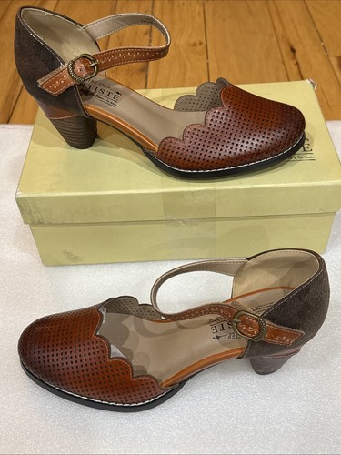 Spring Step  L'Artiste Parchelle Sandal Mary Jane Heels Camel Size 39 8.5 NEW - Picture 1 of 9