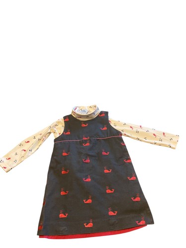 Vintage Lilly Pulitzer Dress And Turtleneck Set Size 5 Blue-Gray Pink Whale - Picture 3 of 13