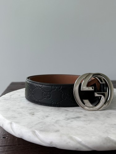 Authentic Gucci Belt GG Monogram Black Interlocking size 90/36 - Picture 5 of 9