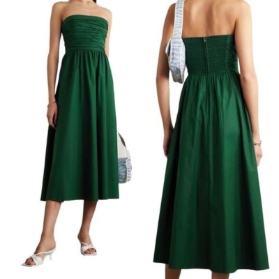 reformation lee dress グリーン パフスリーブ ミディドレス Reformation Womens Lissa Strapless Midi Dress Size 6 Pockets