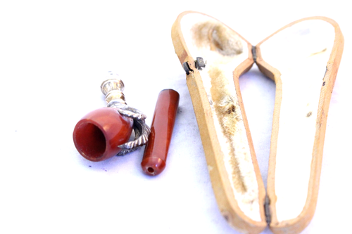 Pfeife, Pipe, Pipa Alte Wiener ?? Vogelkrallen Pfeife ca 1890 mit Etui - Picture 10 of 14