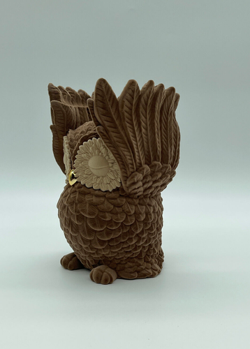 Bath & Body Works Candle Holder Pedestal Flocked Brown Owl Large 3-Wick - Picture 3 of 4