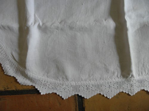 Tovaglia ovale rustica lino contadino pizzo all'uncinetto fatta a mano 132 x 172 cm - Foto 4 di 7
