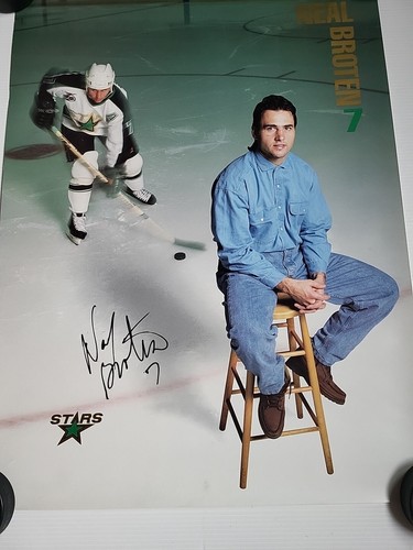 1991-92 Neal Broten Autographed Poster Minnesota North Stars Signed 19x25 - Picture 3 of 9