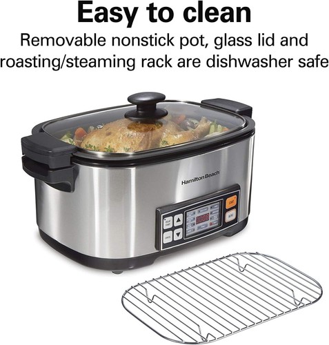 Hamilton Beach Slow Cooker 6 Quart 9 in 1 Nonstick Multi Pot Stainless Steel - Picture 7 of 12
