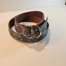 Douglas Paquette Rhode Island Artist D Ring Bohemia Turquoise Belt Size M 