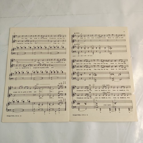 Sleigh Ride For Mixed Voices SATB 1962 Sheet Music Shawnee Press Vtg Retro Art - Picture 6 of 7