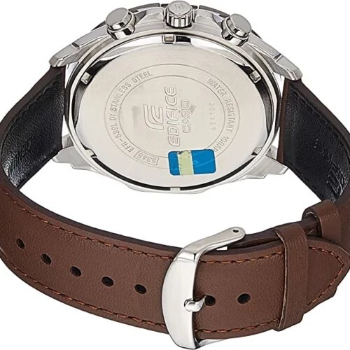 Casio Edifice Chronograph Watch White Dial with Brown Leather Strap EFR-554L-7AV - Picture 2 of 3