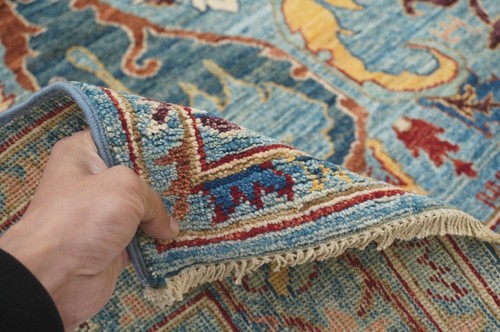 4 x 8 ft Blue Bidjar Oriental Afghan Hand knotted Wide Runner Rug - Picture 14 of 17