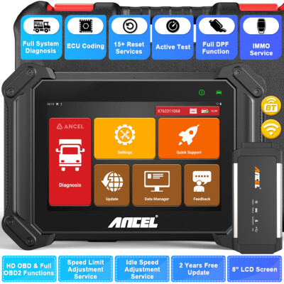 Ancel V6 HD OBD2 Scanner Heavy Duty Truck Diagnostic Tool DPF Regen ECU Coding