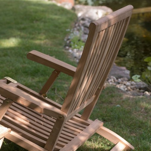 Gartenliege Woodie Deckchair inkl. Kissenauflage Teakholz - Bild 8 von 9
