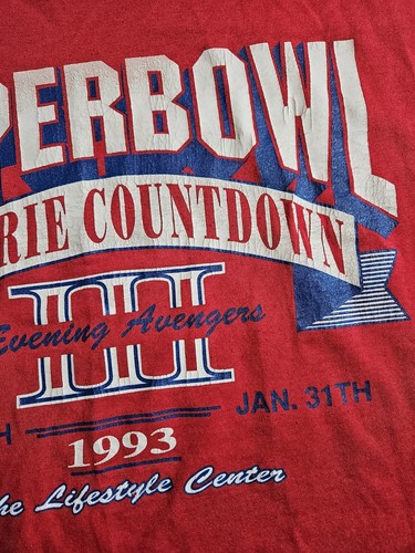 VINTAGE 1993 SCREEN STARS BEST TSHIRT Mens XL Red Superbowl Calorie Countdown - Picture 4 of 12