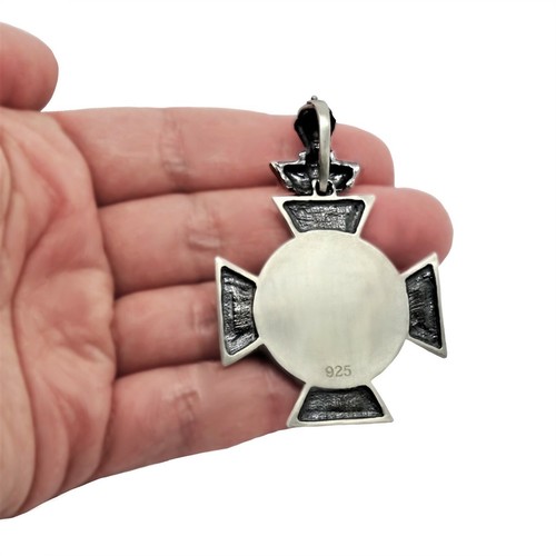 Knights Templar Silver Cross Pendant with Chain Handcrafted Soldiers of Christ - Picture 5 of 12