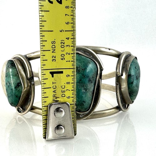 Vintage Old Pawn Sterling Silver Turquoise Native American Navajo Cuff Bracelet - Picture 6 of 10