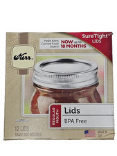 Kerr Canning Jar Lids Regular Mouth 1 Box of 12 Sure Tight Lids New Sealed