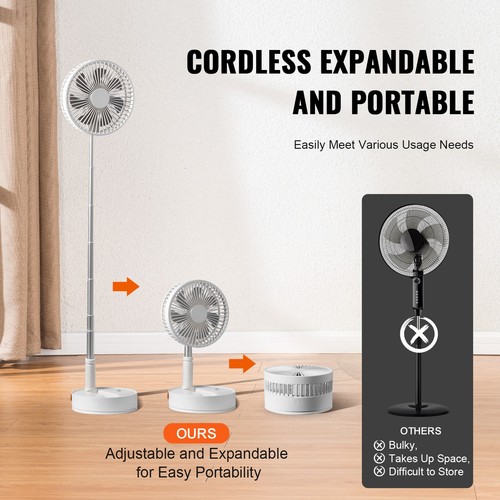 Foldable Oscillating Standing Fan 8” with Remote Control Portable USB - Picture 2 of 12