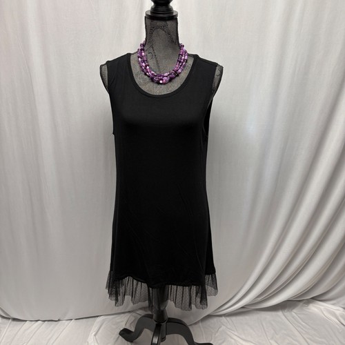 LOGO Lagenlook ärmellose Tunika Netzsaum Damen Gr. Large schwarz vielseitig bequem Top