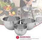 Home Basics 3 Piece Stainless Steel Nesting Mixing Bowls With Measurement Indica