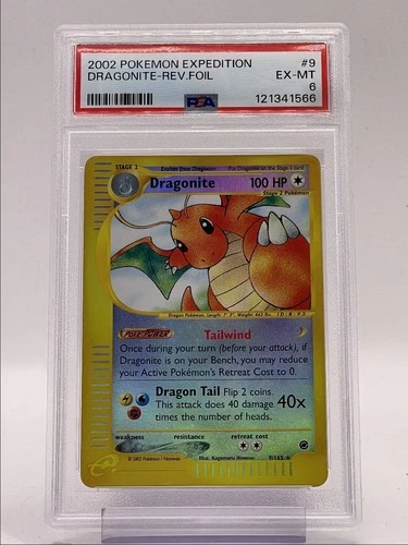 DRAGONITE 2002 POKEMON EXPEDITION BASE SET REVERSE FOIL RARE 9/165 PSA 6 Q4561