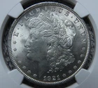 1921 BU U.S. Morgan Silver Dollar NGC Brilliant Uncirculated w Orig Bag Fragment
