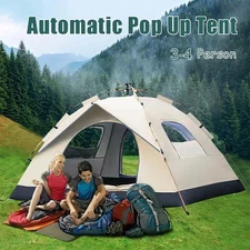 3-4 Person Automatic Camping Tent Hiking Instant Canopy Pop Up Tents Waterproof