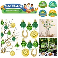 St. Patricks Day Decorations Shamrock Ornaments - 48pcs Shamrock Clover Gold ...