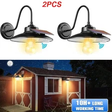2 Pack Outdoor Solar Power Barn Light Motion Sensor Wall Light Exterior Fixture