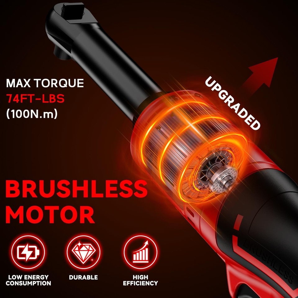 Cordless Ratchet For Milwaukee 18V Battery – 3/8 Drive, 74 Ft-Lbs Torque, 6.3 Extended Head