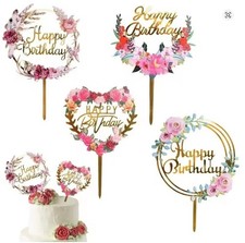 Custom Acrylic Cake Toppers Birthday Party Cupcake Decorations with Stand