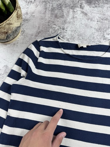 SEZANE Marina Cropped Crew Neck Cotton Striped Women’s XL Sweater Sweatshirt - Picture 8 of 12