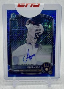 2025 Bowman Chrome JESUS MADE On Card Auto Blue Mega Mojo /150 Brewers BMA-JM