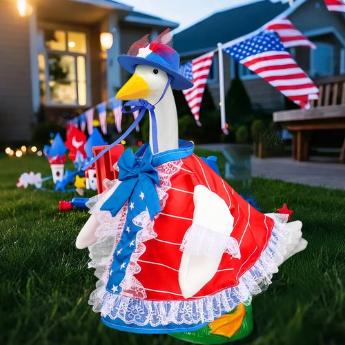 Large Goose Garden Statue Porch Yard 4th Of July Outfit Fits 23" H Independence - Picture 4 of 7