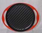 RED Cerise Cast Iron LE CREUSET Double Handled Knob Grill 12.5"L x 10"D