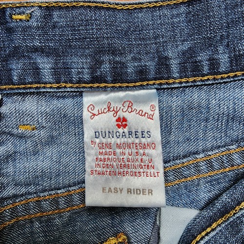 Lucky Brand Latzhose Damengröße 14/32 Easy Rider Knopfleiste Jeans hergestellt in den USA - Bild 11 von 13