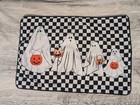 TAHARI HOME PLACEMATS (4) GHOSTS BLACK WHITE CHECK 13 X 19 POLYESTER NIP