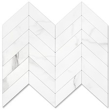 -Sheet Herringbone Tile Peel and Stick Backsplash PVC Stick on 10 White Marble