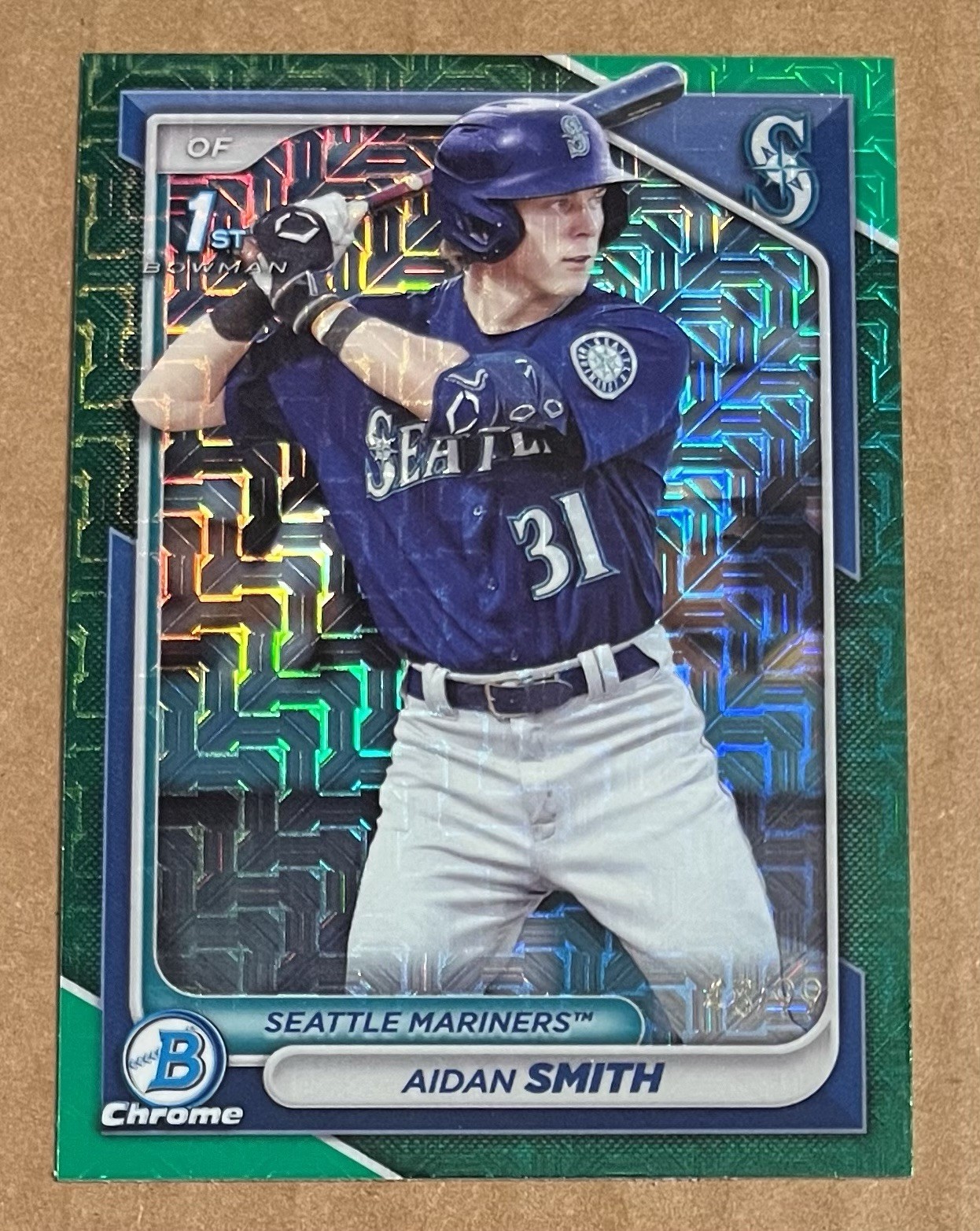 AIDAN SMITH 2024 Bowman Chrome 1st GREEN MOJO REFRACTOR SP #48/99 Mariners