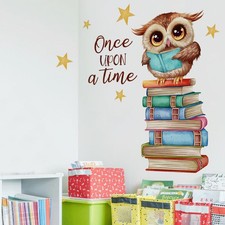 Owl Books Educational Wall Decals Reading Corner Wall Stickers for Classroom ...