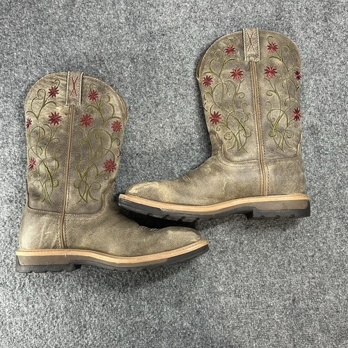 Twisted X Floral genäht Leder Western Eckig Stahlkappe Stiefel Damen 9 1/2 B - Bild 3 von 8