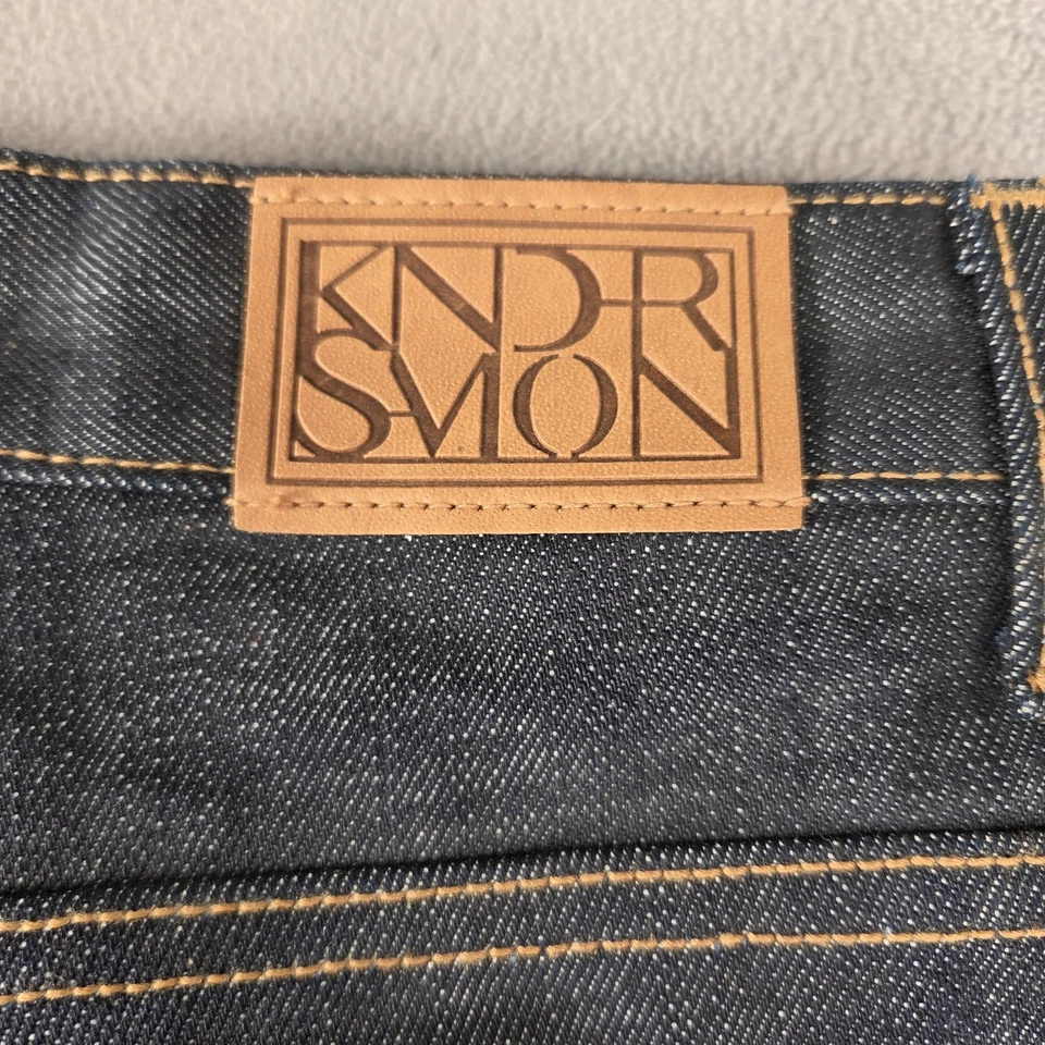 Pantalones de mezclilla para mujer con ribete pierna ancha tiro alto 26x32 índigo rectos holgados relajados Foto 4 de 4