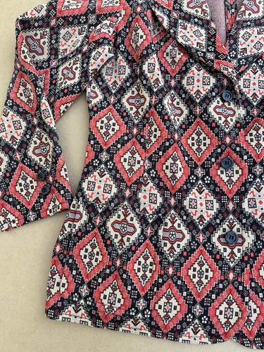 Vintage Butte Strick Blazer Jacke Rot Schwarz Geometrisch Mod 60er 70er Retro Muster - Bild 5 von 11