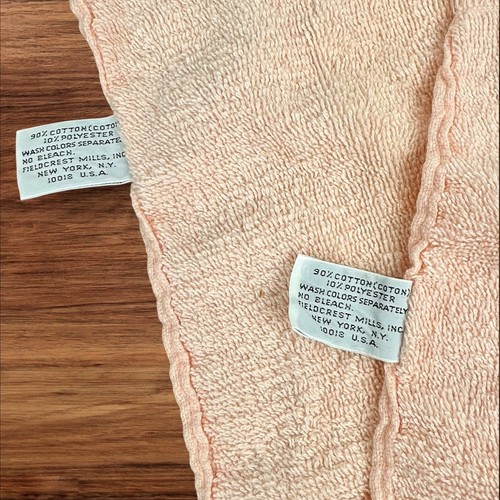 Vintage Feldcrest Spitze Rüschen Gästetücher Pfirsich Cottagecore Grannycore Paar - Bild 4 von 8