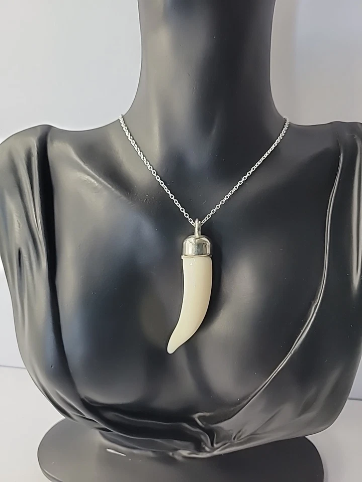 Collar Colgante Cuerno Tono Plata Vintage Estilo Boho Tribal Joyería Unisex Foto 4 de 4