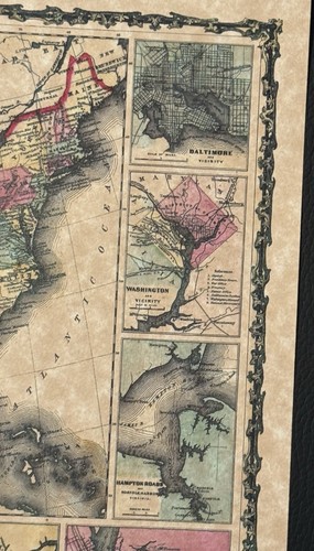 Johnsons New Military Map United States 1863 Civil War Harbors US War Department - Picture 5 of 5