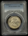 PCGS MS65+ 1949-S US Benjamin Franklin Half Dollar Silver Coin 50C-026