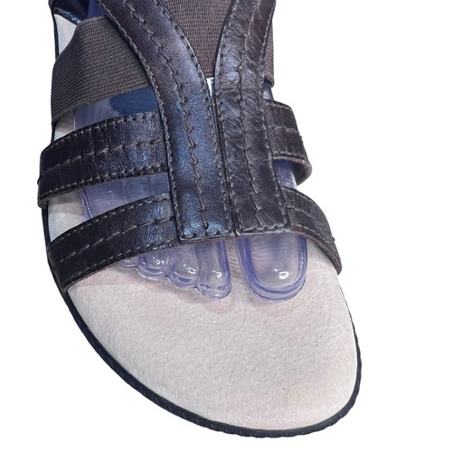 Simply Comfort Brown Leather Heeled Sandals 9.5 M Memory Foam Strappy 2” Heel - Picture 3 of 11