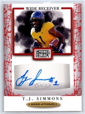 2021 SAGE Premier Draft T.J. Simmons Rookie Auto Red Parallel RC #A123