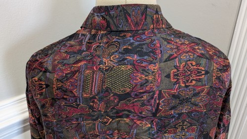 Vintage 90's Coogi Men's L Multicolor 100% Silk button-down shirt Made in Italy - Picture 10 of 20